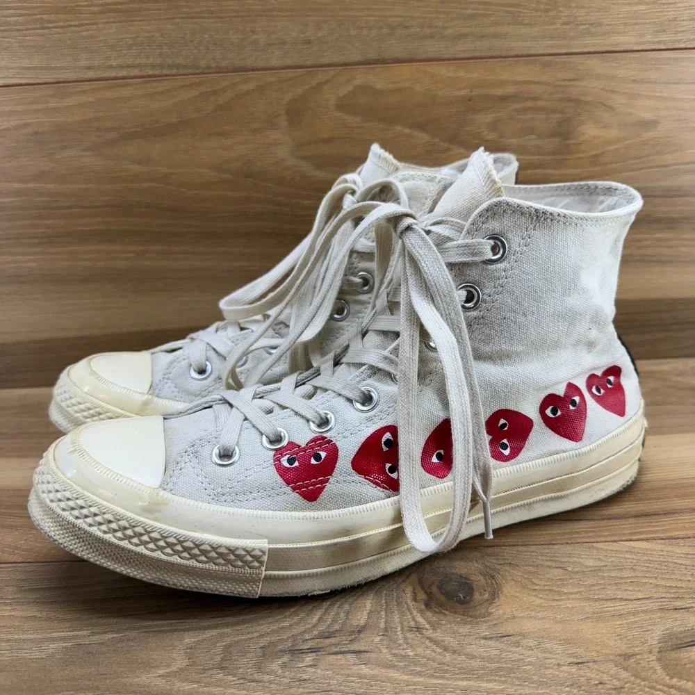 Comme Des Garcons Play Converse Mens 8 White High Top Sneakers